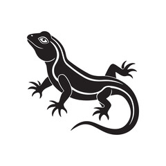 lizard silhouette, black and white silhouette, vector and illustration