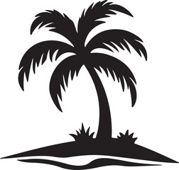 Palm tree silhouette vector art.