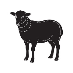 sheep silhouette, black and white silhouette, vector and illustration