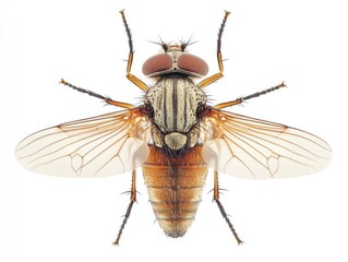 Close-up of a fly on white
