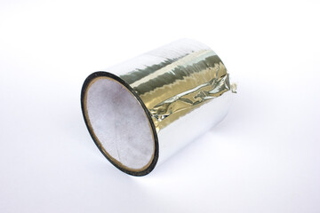 Adhesive aluminum foil tape for padding on white background