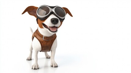 Fototapeta premium A cute and happy Jack Russell Terrier puppy posing in a studio with a white background