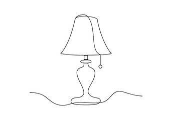 Continuous One-Line Drawing of a Table Lamp - Minimalist Home Decor Art