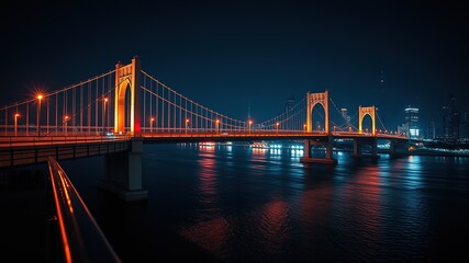 Obraz premium Night Bridge, Stunning Colors, Dramatic Lighting, Photorealistic AI Art