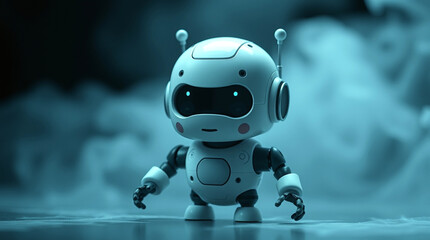 Cute Mini ai robot isolated on transparent background