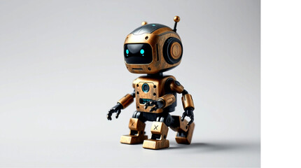 Cute Mini ai robot isolated on transparent background