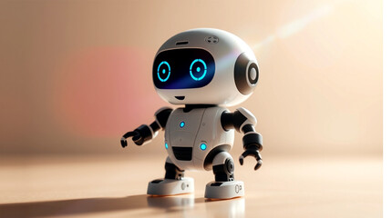 Cute Mini ai robot isolated on transparent background