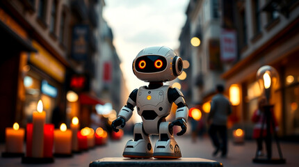 Cute Mini ai robot isolated on transparent background