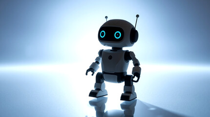 Cute Mini ai robot isolated on transparent background