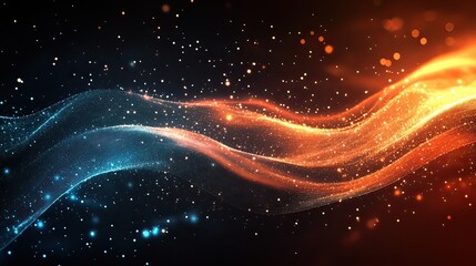 Fototapeta premium Abstract fiery & icy waves digital art, dark background, website banner