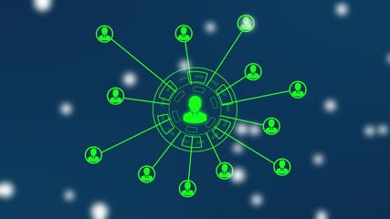 Animation of network of connections with people icons with glowing spots Social networking service concept. Global communication network Business people social network and business connections