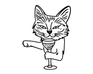 Cat With Glass Of Sparkling Wine