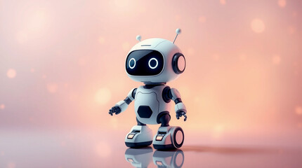 Cute Mini ai robot isolated on transparent background