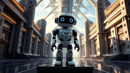 Cute Mini ai robot isolated on transparent background