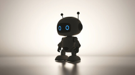 Cute Mini ai robot isolated on transparent background
