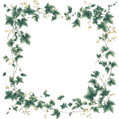 Fototapeta premium Elegant Ivy Frame Design with Transparent Background for Decoration