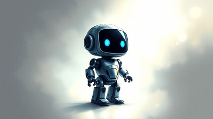 Cute Mini ai robot isolated on transparent background