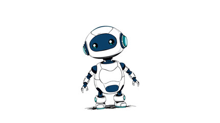 Cute Mini ai robot isolated on transparent background