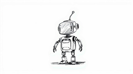 Cute Mini ai robot isolated on transparent background