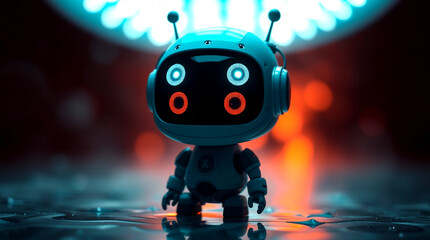 Cute Mini ai robot isolated on transparent background
