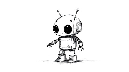 Cute Mini ai robot isolated on transparent background