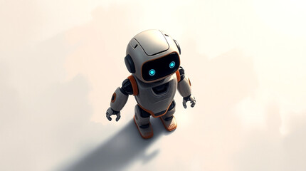 Cute Mini ai robot isolated on transparent background