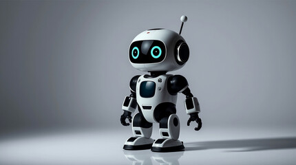 Cute Mini ai robot isolated on transparent background