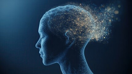 Digital Brain, Ideas, Abstract, Blue, Background, Thought, Concept,  Profile,  Innovation