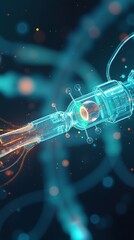 Futuristic Medical Visualization of Intravenous Connections and Fluid Dynamics