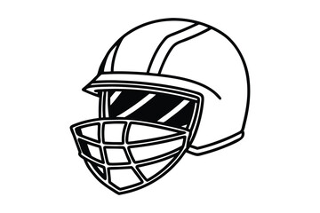 Fototapeta premium Cricket helmet line art illustration.eps