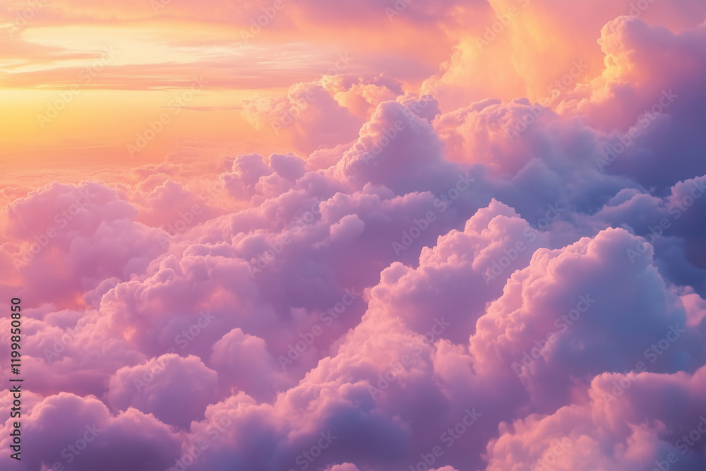 Aufkleber sky is filled with clouds that are a mix of pink and blue. the colors are vibrant and create a sense