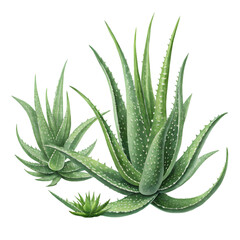 Watercolor Aloe Vera Plants Green Succulents Botanical Illustration Nature Art Spa Image White Black