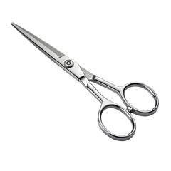 Stainless steel scissors isolated on white background, cutting tool with clean metallic blades and ergonomic handle, perfect for tailoring, barber use, office supplies, 4K PNG download, 2025 des
