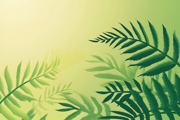 Sunlit Fern Fronds: Lush Green Gradient Botanical Background