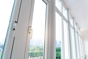 Close up of windows with handles