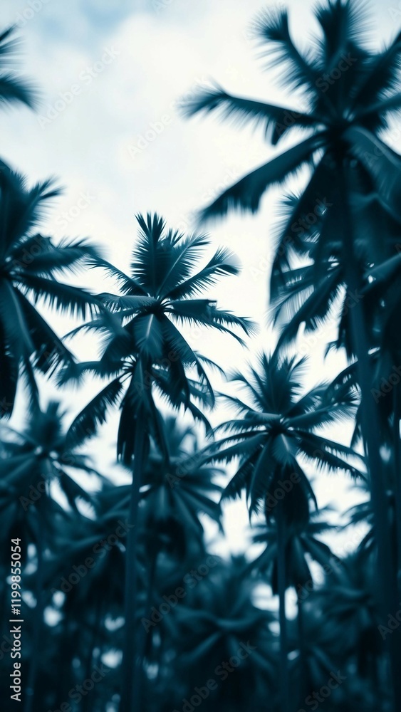 Poster toile de jouy seamless pattern for digital printing, palm tree pattern, seamless decor pattern