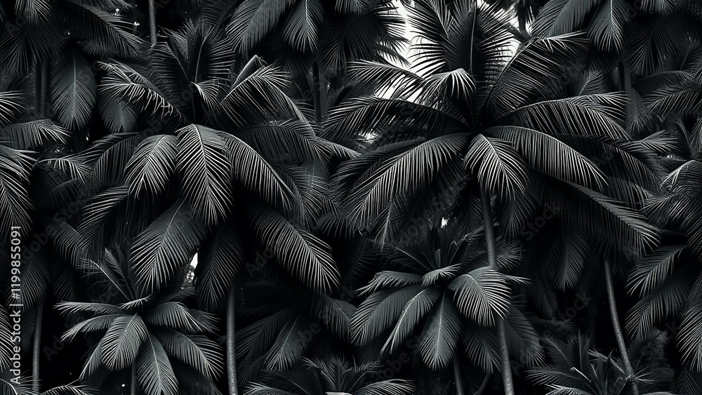 Poster toile de jouy seamless pattern for digital printing, palm tree pattern, seamless decor pattern