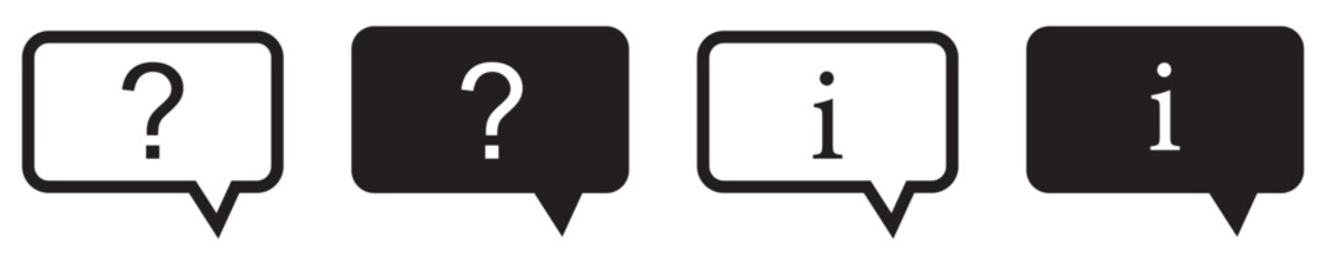 Question and exclamation icons in speech bubbles – flat design illustration
