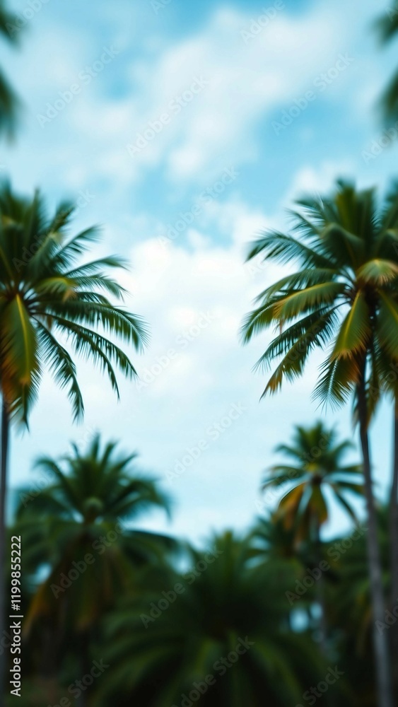 Poster toile de jouy seamless pattern for digital printing, palm tree pattern, seamless decor pattern