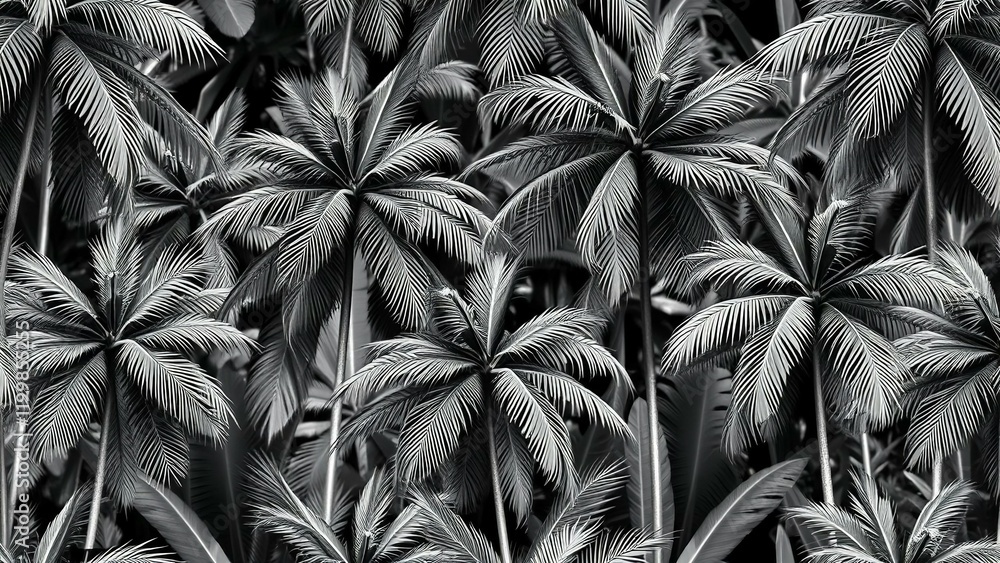Poster toile de jouy seamless pattern for digital printing, palm tree pattern, seamless decor pattern for w