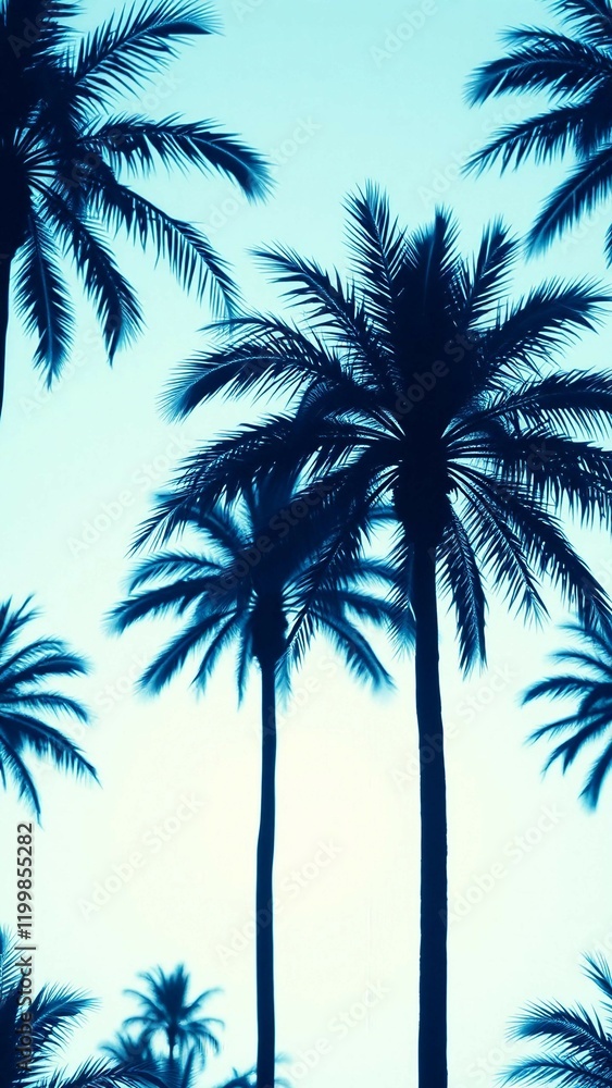 Poster toile de jouy seamless pattern for digital printing, palm tree pattern, seamless decor pattern