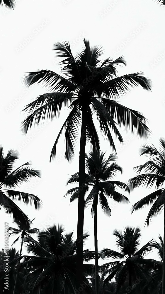 Poster toile de jouy seamless pattern for digital printing, palm tree pattern, seamless decor pattern