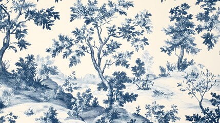 Elegant Modern Toile Wallpaper