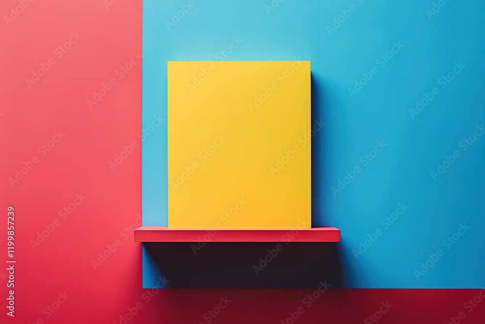 Poster yellow block on colorful shelf display