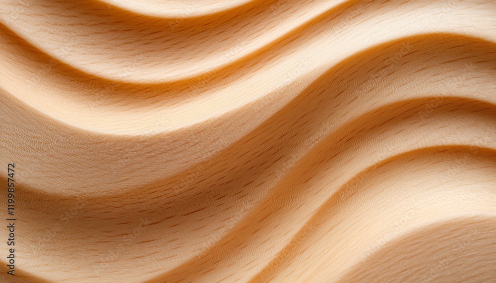 Poster textured wooden surface features flowing waves, adding depth and visual interest