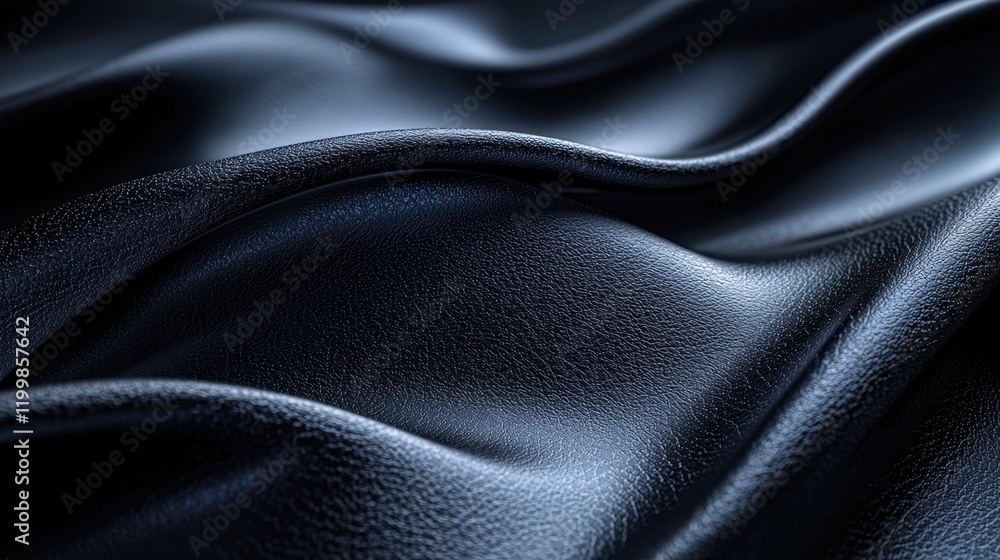 Poster elegant black leather texture with smooth wavy patterns for background and design concepts