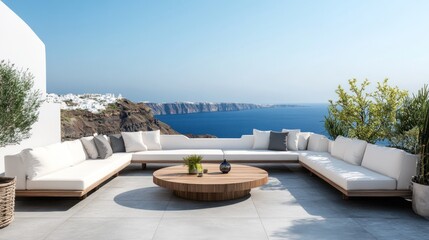 Fototapeta premium Luxury Patio with Stunning Ocean Views