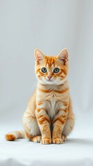 Obraz premium Cute British orange cat sitting isolated on transparent background vertical