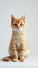 Obraz premium Cute British orange cat sitting isolated on transparent background vertical