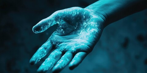 Fototapeta premium Hand with blue paint